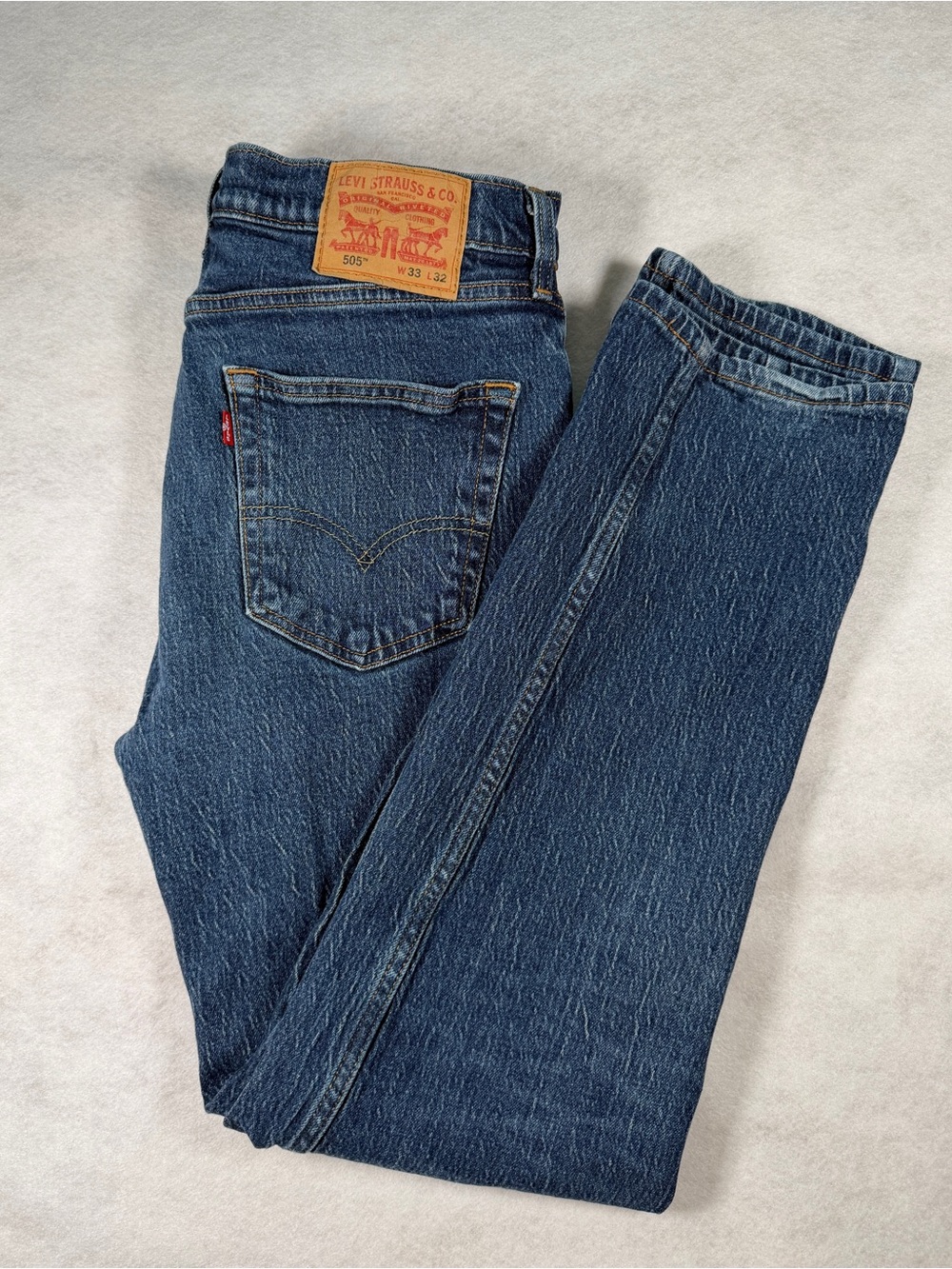 Men's Levi's 505 Dark Wash Straight Stretch Actual Size 33 X 30 READ DESCRIPTION